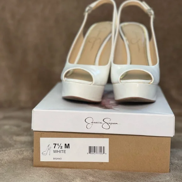 Jessica Simpson White Platform Slingback Heels - Picture 12 of 12